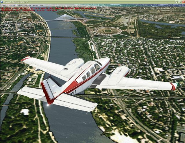 #4- Wisła (w FSX!!!), most Świętokrzyski, Stadion 10-lecia - 3000ft, spring